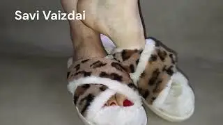Nylon feet play Savi Vaizdai   Part 1053 Leopard slippers#feet #slippers #soles