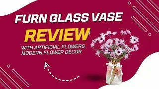 FURN ASPIRE Glass Vase with Artificial Flowers  Modern Flower Décor