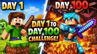 Minecraft 100 Days Challenge Day 1-100 🔥| First Survival World (Hindi)