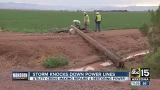 Monsoon storm knocks down power lines in San Tan Valley