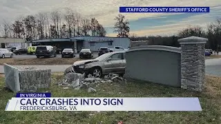 Car crashes into sign of Fredericksburg business