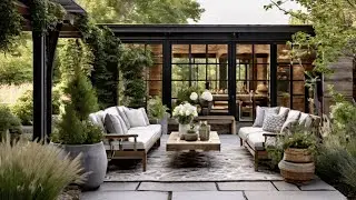 Modern Farmhouse Patio Garden Landscape Design: Blending Rustic Elements with Vintage Elegance