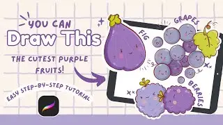 You Can Draw These Cutest Purple Fruits Ever In Procreate! Easy Beginner Tutorial ✨🍃