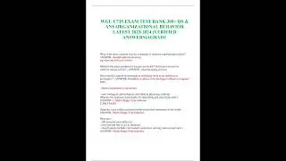 WGU C715 EXAM TEST BANK 300+ QS & ANS ORGANIZATIONAL BEHAVIOR LATEST 2023 2024 VERIFIED ANSWERSAGRAD