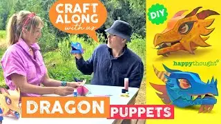 Craft along with us! How to make a 3D paper Dragon hand puppet tutorial + template &bull; Happythought