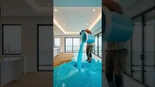 I Put a REAL OCEAN in My Kitchen! 🌊😱 (3D Floor Transformation)  #beforeandafter