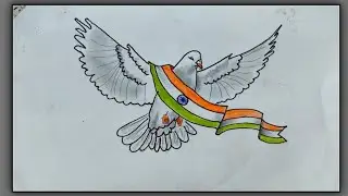 Peace Dove with Indian Flag Drawing 🇮🇳🕊