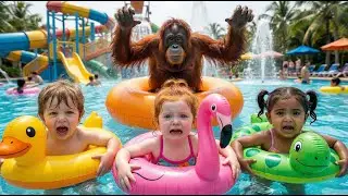 KIDS vs ORANGUTAN: The Waterpark Chase!