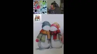 Watercolor Wizardry In-Studio Hang Out - Livestream Real Time Snowman Watercolor Painting