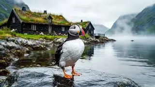Luminous Fjord: A Serene Medieval Viking Journey