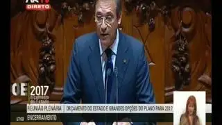 Pedro Passos Coelho no debate na generalidade do Or&ccedil;amento do Estado para 2017