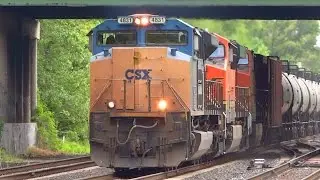 CSX SD70ACe Leading Two BNSF Thru St Denis