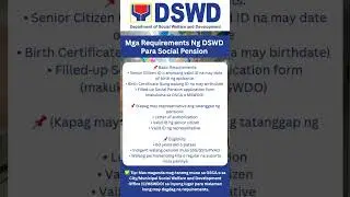 Mga Requirements Ng DSWD Para Sa Social Pension #dswd #socialpension #shorts