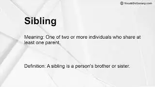 Sibling Meaning