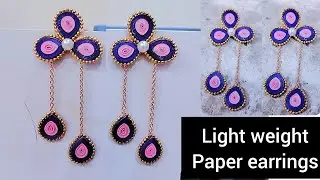 Light weight earrings|earrings making at home|quilling paper earrings|diy earring@Creativehub25