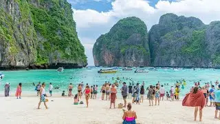 Walking Through Maya Bay: A Serene Beach Vlog in Thailand 🌊 | Stunning Views & Tranquil Walk