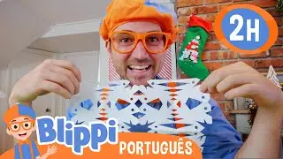 Blippi Cria Decorações de Natal! | 2 HORAS DO BLIPPI BRASIL! | Vídeos Educativos em Português