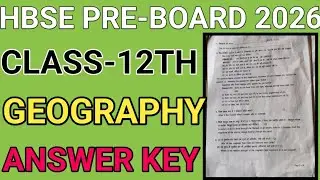 Class 10th Geography Pre-Board Today Exam Paper Solution/Answer key January 2026 #hbse #class12