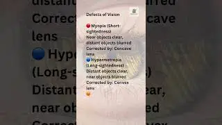 Defects of Vision Explained | Myopia, Hypermetropia & Presbyopia Class 10 Science #science #biology