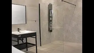 CrystalTech Wall Mounted Black Shower Screen - CTF7106BL
