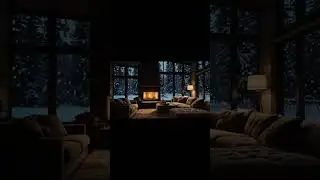 No Ads Fireplace Blizzard ASMR - Snow Storm Sound Sleep With Fireplace Burning For Deep Sleeping