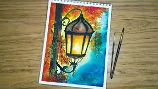 Easy Watercolor Lamp Painting Tutorial for Beginners