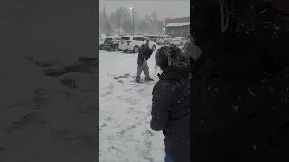 Family snow ball fight breaks out in parking lot!!  #snowballfight #jesuslovesyou #funnyshorts