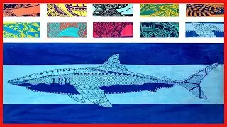 Nova Blue Shark Beach Towel &ndash; Blue with A Tropical Design, Extra Large, XL (34&rdquo;x 63&rdquo;) Cool Hawaiian