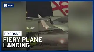 Virgin Australia Plane Wheels Catch Fire After Landing At Brisbane Airport | 10 News