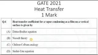 GATE 2021 Heat Transfer | Chemical engineering (CH)| #GATE | #GATEchemicalengineering