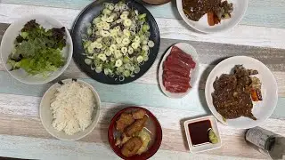 #おっさんの料理　#今日の晩ごはん　#鰹のタタキ　#ハンバーグ　#残り物 