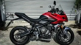 Full exhaust system on a 2022 Triumph Tiger Sport 660
