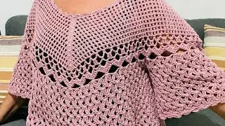 Uncinetto : Poncho Blusa Curvy