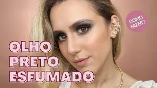 TUTORIAL MAQUIAGEM PARA NOITE | Como fazer um OLHO PRETO com delineador em gel sem borrar