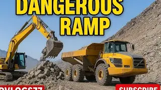 Excavator Loading Stones | Dumper Truck Unloading on Dangerous Ramp | UDvlogs77@....