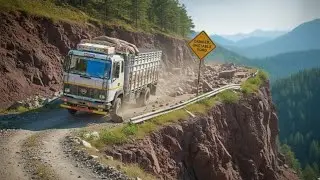 🚧 Most Dangerous Road Ever 😱 | Narrow Cliff Road 🚛💥 | Heavy Truck Driving Game Extreme Challenge