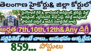 తెలంగాణ హైకోర్టు జిల్లా కోర్టులో 9 రకాల నోటిఫికేషన్లు విడుదల 𝟴𝟱𝟵 పోస్టులతో...