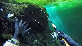 Scuba Diving and Fishing Underwater in a Crystal Clear Pond! (Caught a Fish 26ft Deep)