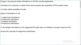C# Console Single Level Inheritance #36
