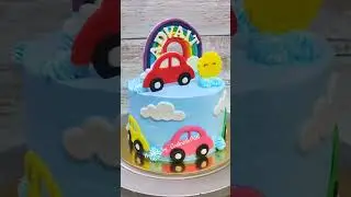Rainbow car theme cake decoration ideas/ How to make fondant rainbow/ Pineapple cake/ Car cake