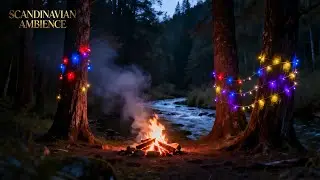 ASMR Camping Fireplace Ambience by the River | Natural Night Sounds Only (No Music)