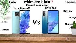 Tecno Camon 16 Vs Oppo A53 | Full comparison, Antutu score, SAR Value, | which one is best ?