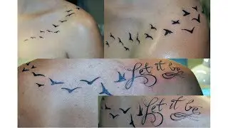 Feather Tattoo With Birds Flying Away