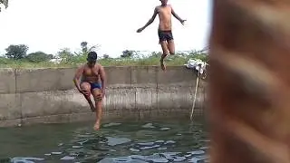 How to Boys swimming in natural pool