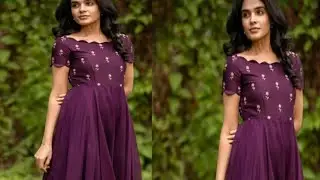 Boat neck cut work long frock cutting and stitching#latest long frock neck design #trending#fashion