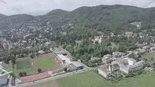 D-Log. Graz, Austria. Aerial view of the historic city center, Aerial View