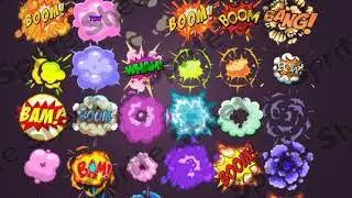 Cartoon Explosion Effects Boom Babah Zap Bam Pow 2d Sprite Sheet Toon