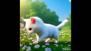 Cute cat chasing butterflies