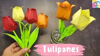 🌷 Cómo hacer un TULIPÁN de PAPEL - Fácil y bonito