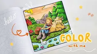 Color with me | Girl Moments by Coco Wyo - Girl with Cow | Ohuhu Alcohol Markers 🍅🐮🍄